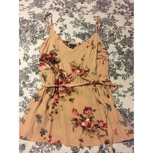 Torrid Peach and Floral Tank Top with Tie